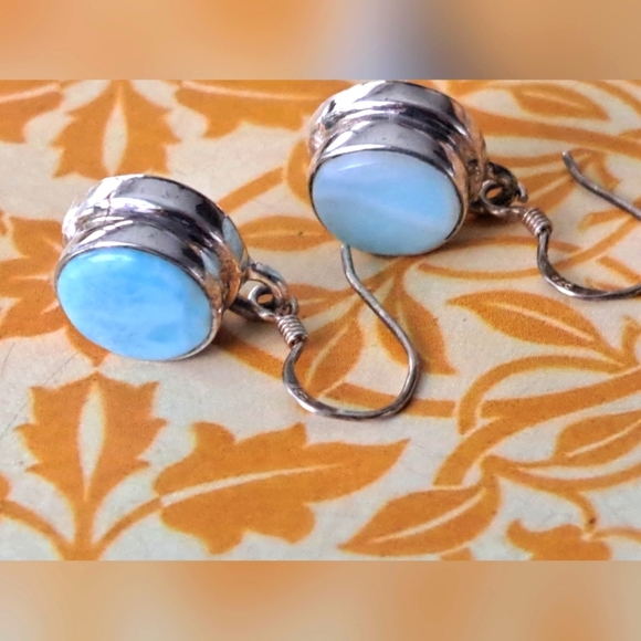925 sterling silver earrings with larimar stone - Picture 1 of 7